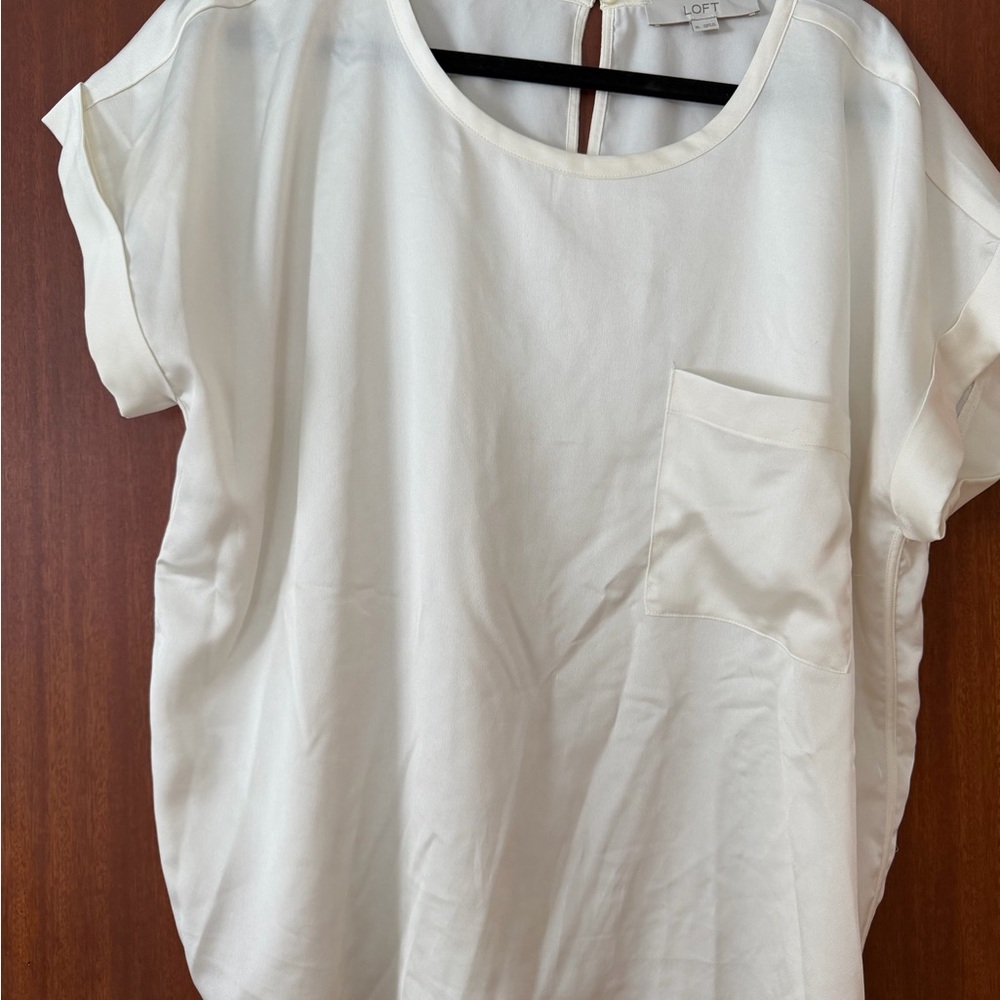 LOFT Women's White Blouse with Pocket